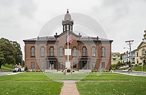 Facade of the historical Town Hall, Plymouth, MA USA photo