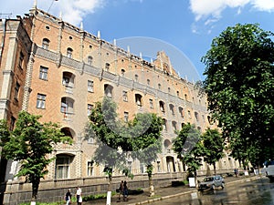 The facade of the hotel `Ukraine` in the city of Lugansk. photo