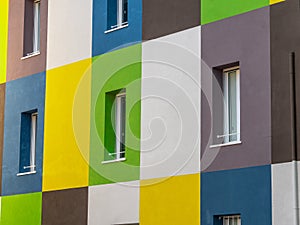 Facade of a House Divided into Rectangular Spaces colored Different Ways