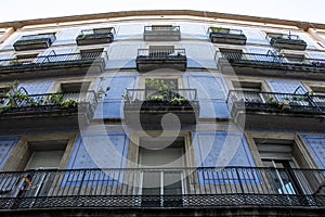 Facade of a house in the Eixample in Barcelona, Catalonia, Spain