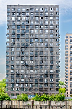 Facade of a house under construction. Ðœodern building industry.