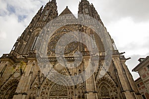 Facade of St. Vitus Cathedral, Prague Castle, Czech Republic