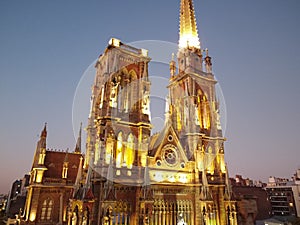 Facade of Iglesia los Capuchinos Cordoba at night