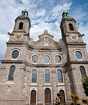 Facade of Innsbruck Cathedral or the Cathedral of St. James