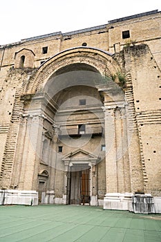 Facade and inside of the eighteenth-century Real Albergo dei Poveri from the Real Orto Botanico, Napoli