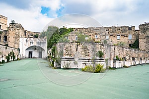 Facade and inside of the eighteenth-century Real Albergo dei Poveri from the Real Orto Botanico, Napoli