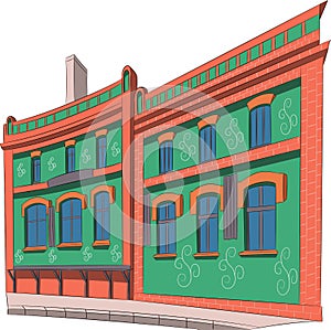 The facade of an Irish pub in a traditional green color.