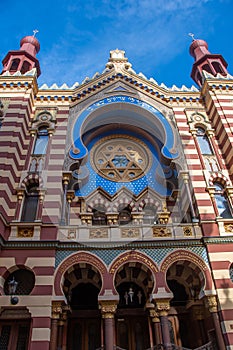 The facade of the Jerusalem Synagogue in Prague