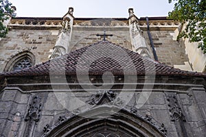 Facade of the largest Gothic building in Brasov, Romania, The Black Church Biserica Neagra