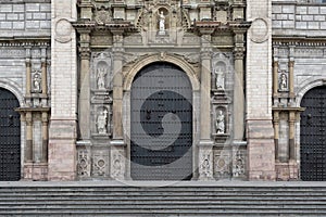 Facade of Lima Cathedral at Plaza de Armas photo