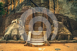 Facade of lion paw of sigiriya in sri lanka