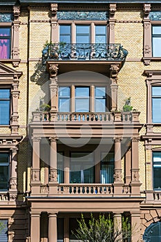 Facade of loft apartments in old classicistic houses in Wiesbaden