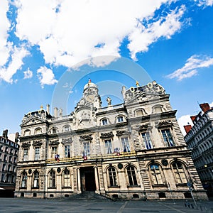 Facade of Lyon city hall building, France, Europe
