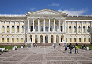 The facade of the main building of the Russian Museum Mikhailovsky Palace. Saint Petersburg