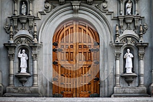 The facade and main entrance of Virgen Milagrosa church in Lima, Peru photo