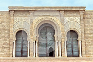 Facade of the Malik ibn Anas Mosque in Carthage, Tunisia