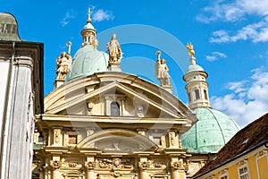 Facade of the Mausoleum of Franz Ferdinand II in Graz, Styria, Austria