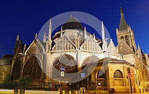 Facade of medieval Church of Saint-Severin in Paris. France