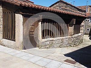 facade of the medieval hostel of agolada, la coruña, galicia, spain, europe