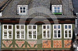Facade of medieval house in Goslar, Germany