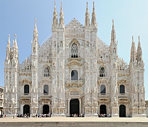 Facade of Milan Cathedral (Duomo), Lombardy, Italy