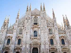 Facade of Milan Cathedral in morning
