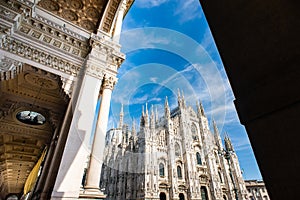 Facade of Milan Duomo. Italy. Milan Cathedral on Sunny Day