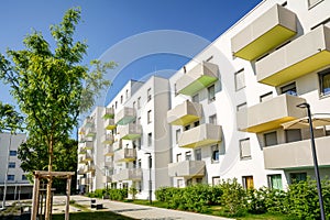 Facade of a modern apartment building in the city