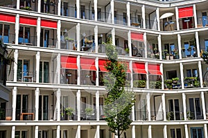 Facade of a modern apartment complex