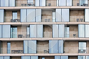 Facade modern building along river Thames in Londen, England