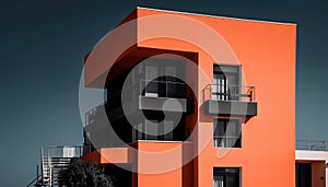 Facade of a modern building in color