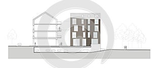 Facade of the modern building