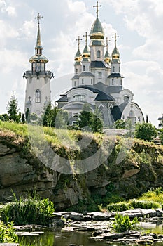 Facade of a modern church in the village of Buki