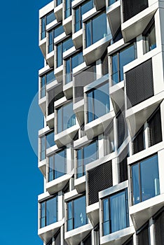 Facade of modern high-rise apartment building