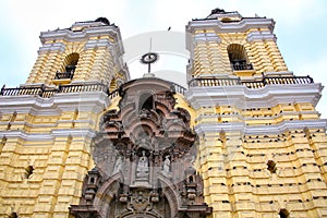 Facade of Monastery of San Francisco in Lima, Peru photo