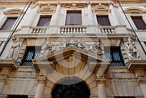 Facade of the Monte di PietÃ  palace in Padua in the Veneto Italy