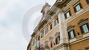 The facade of the Montecitorio palace in Rome