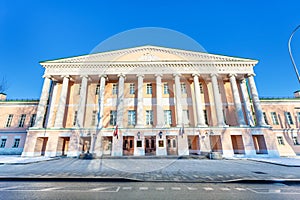 Facade of Moscow City Duma palace in morning photo