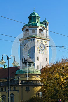 Facade of Mullersches Volksbad building 1901, Munich, Germany photo