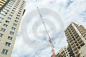 Facade of a multifamily house on blue sky backgrounds