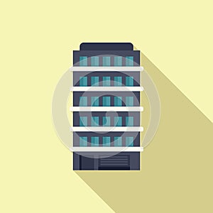 Facade multistory building icon flat vector. Residence office