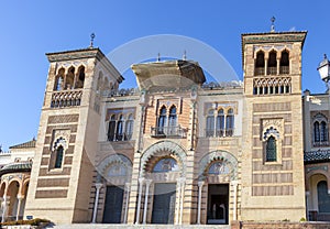 The facade of the Museum of Art and Popular Customs Museo de Artes y Costumbres Populares - Mudejar Museum, Seville, Andalucia, photo