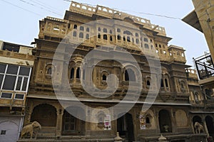 Facade, Nathmal Ji ki Haveli at Jaisalmer, Rajasthan, India