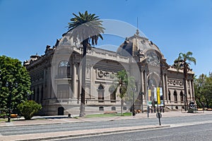 Facade of the National Museum of Fine Arts on a sunny day in Santiago, Chile