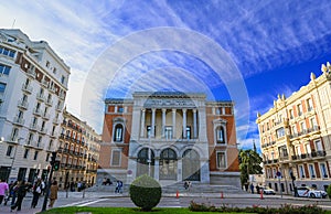Facade of the National Prado Museum, the most important museum in Madrid