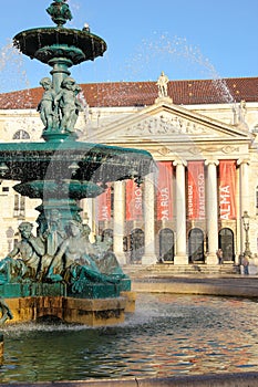 Facade of The National Teather. Lisbon. Portugal