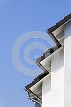 Facade of a new house with blue sky