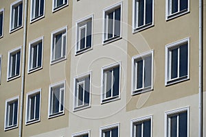 Facade of a new multi-storey building with many windows