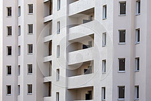 Facade of a new multi-story residential building. architecture and modern construction