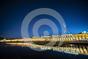 Facade of new parliament house in Canberra photo